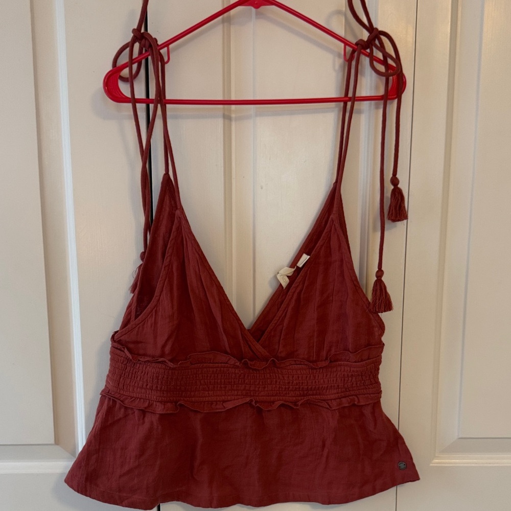 Roxy Burgundy Camisole with Tassel Straps